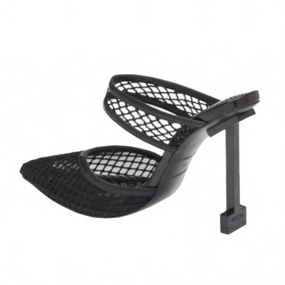 NEW JESSICA RICH women's ysabelle fishnet pointed toe heels in black